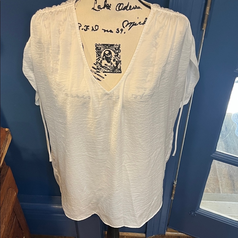 CAbi White V-Neck Blouse